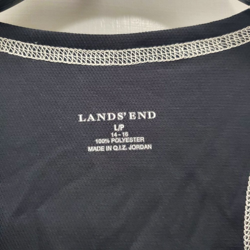 Lands' End Petites Black & White Contrast Stitch Shelf Bra Athletic Tank Size LP - Picture 4 of 5